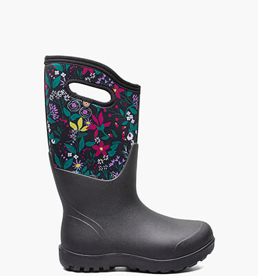 Neo-Classic Cartoon Flower Women's Farm Boots in Black Multi for $109.90