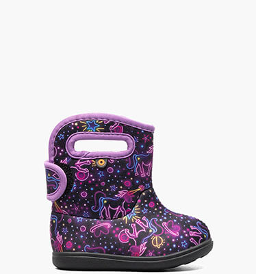 Baby Bogs II Neon Unicorn Toddler Rainboots in Black Multi for $27.90