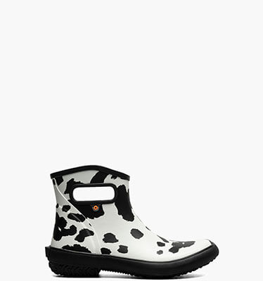 Patch Ankle Cow Women's Garden Boots in Black w/White for $70.00