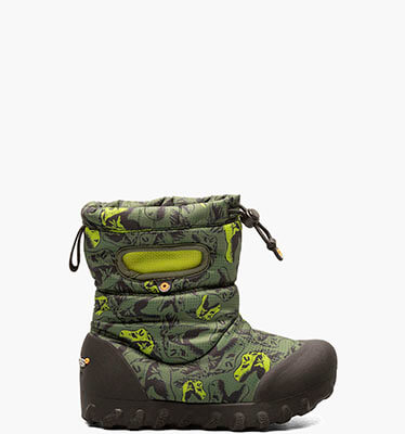 B-Moc Snow Cool Dinos Kids' Winter Boots in Dark Green Multi for $39.90