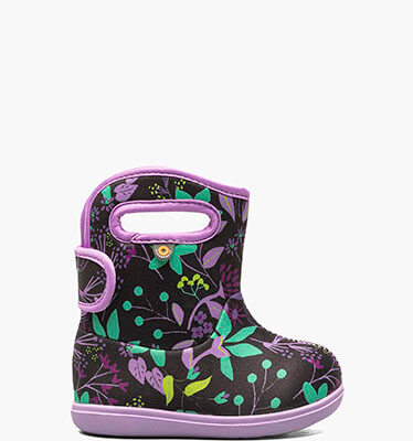 Baby Bogs II Cartoon Flower Toddler Rain Boots in Black Multi for $42.90