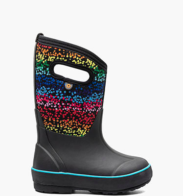 Design A Boot Rainbow Dots Kid's Insulated Rainboots in Black Multi for $45.90