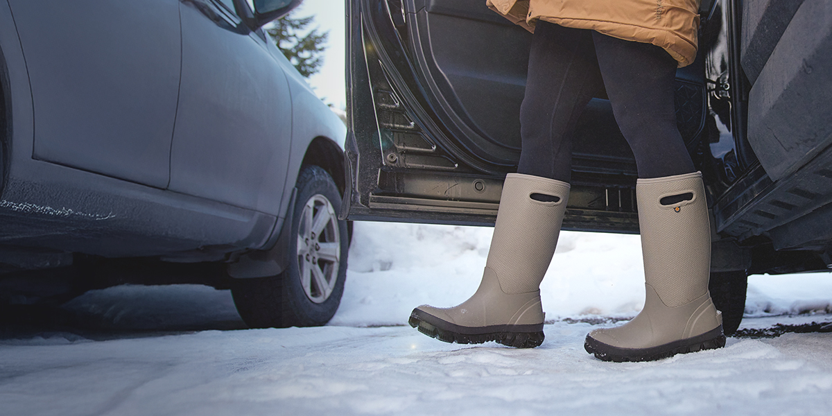 Shop the Women's Whiteout collection featuring the style stepping out of a car onto the snow.