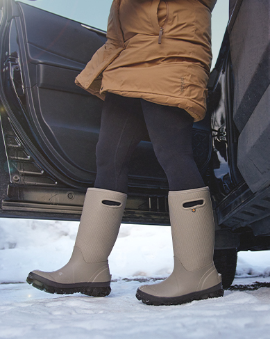 Shop the Women's Whiteout collection featuring the style stepping out of a car onto the snow.
