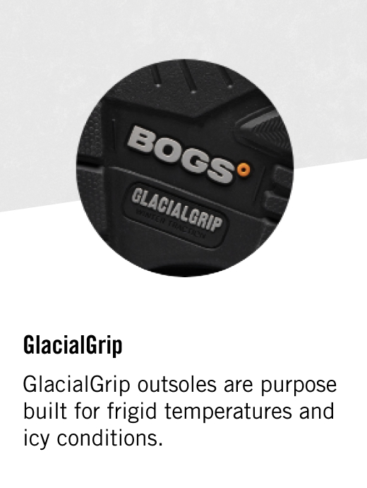 GlacialGrip: GlacialGrip outsoles are purpose built for                  frigid temperatures and icy conditions.