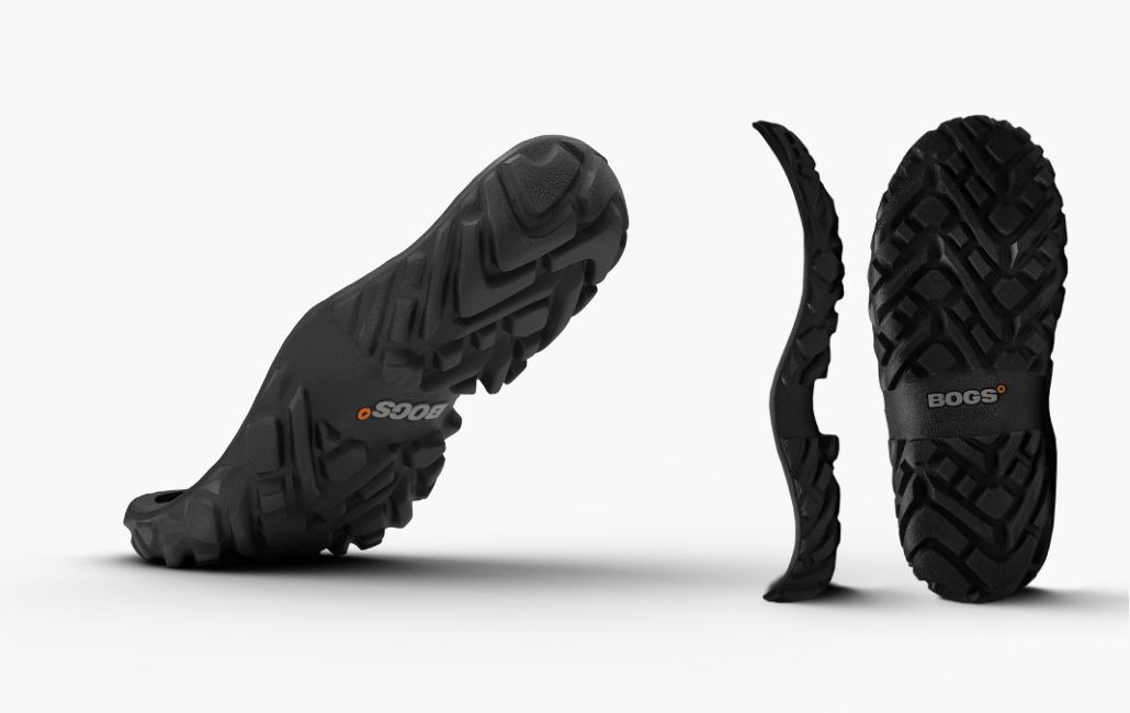 Image features various angles of the Bogs footbed.
