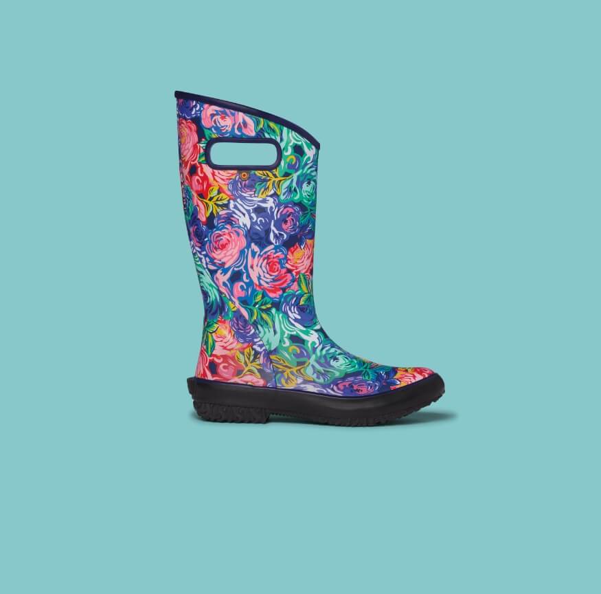 Shop the Women's Rose Garden waterproof rain boots. The featured product is the Women's Rose Garden in a variety of  floral prints. 
