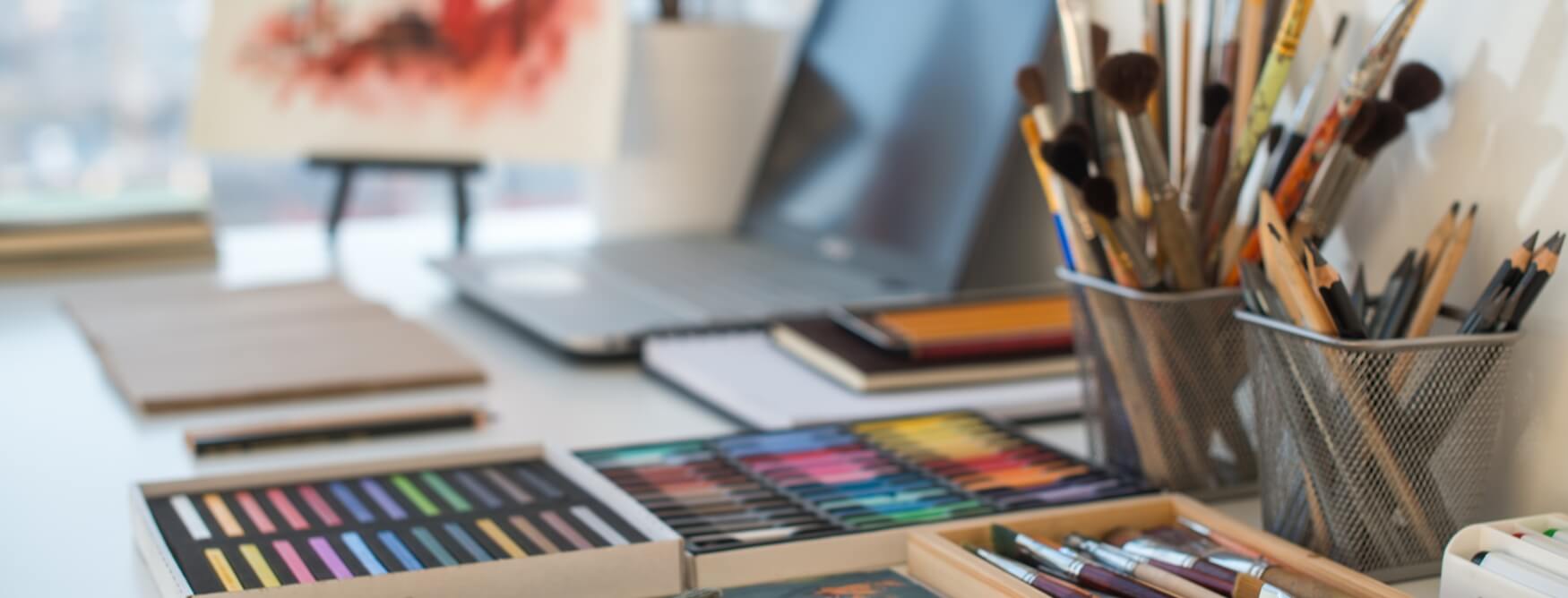 The image shown is a variety of art product which includes paint brushes. 