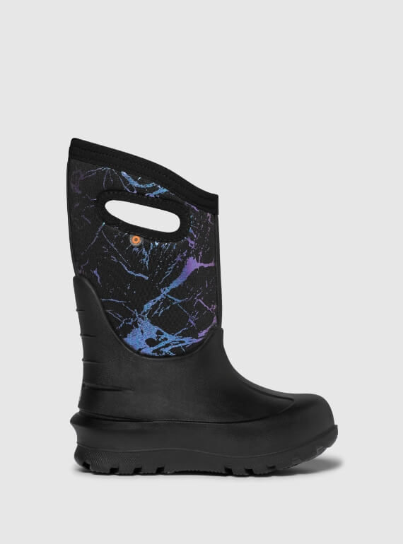 Shop the Kids' Neo-Classic Metallic Mountains waterproof insulated rain boots.  The featured product is the Kids' Metallic Mountains in black.