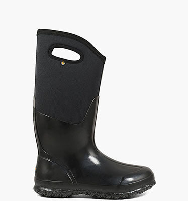 Classic Tall Shiny Women's Waterproof Slip On Snow Boots in Black Smooth for $99.90