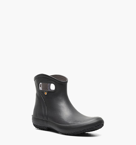 Patch Ankle Boot Solid Women's Waterproof Slip On Boots in Black for $80.00