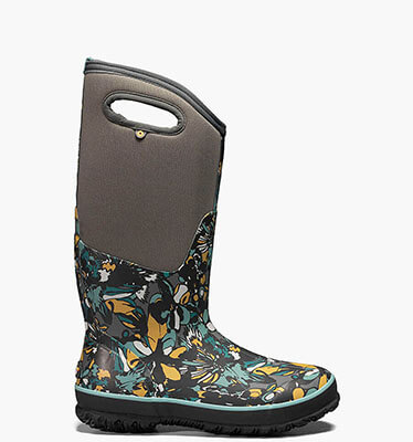 Classic Tall Wildflower Women's Waterproof Slip On Snow Boots in Black Multi for $130.00
