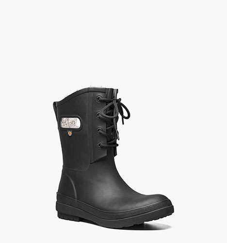 Amanda II Lace Women's Waterproof Rain Boots in Black for $69.90