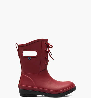 Amanda II Lace Women's Waterproof Lace Up Rain Boots in Cranberry for $110.00