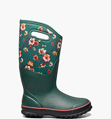 Classic Tall Painterly Women's Waterproof Slip On Snow Boots in Emerald Multi for $130.00
