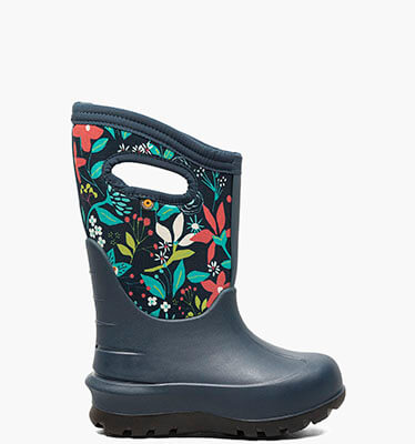 Neo-Classic Cartoon Flower Kid's Winter Boots in Ink Blue Multi for $95.00