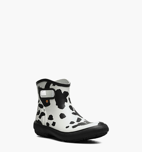 Patch Ankle Cow Women's Garden Boots in Black w/White for $80.00