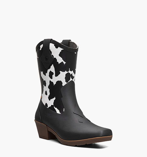 Jolene Mid Deco Women's Rainboots in Black w/White for $49.90