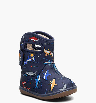 Baby Bogs II - Pixel Shark Baby Boots in Navy Multi for $60.00